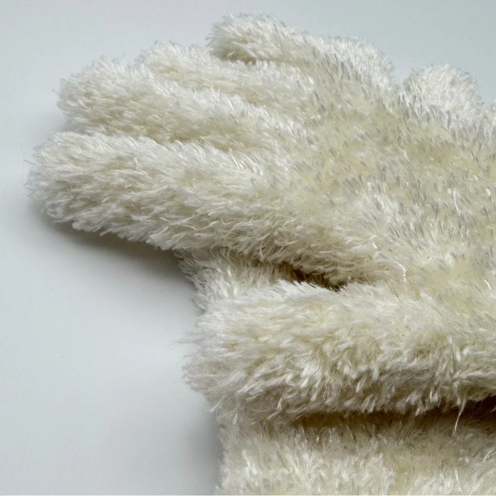 Women’s Plush Faux Fur Gloves Cream‎ Ivory Cozy Winter Cold Weather